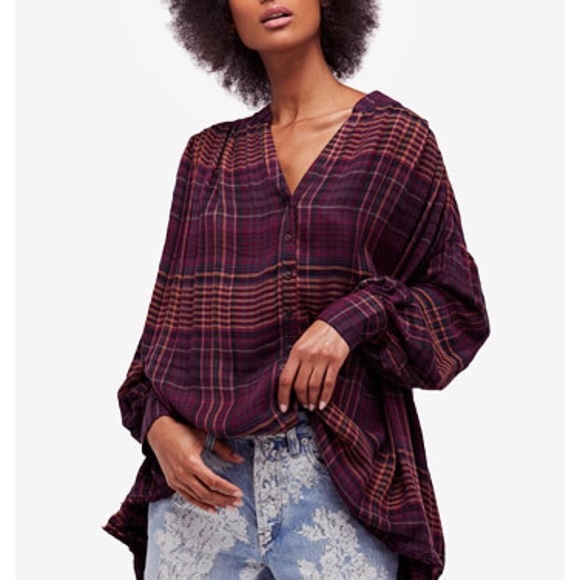Free People Tops - Free People Plaid Shirt Button  Down NWT Large